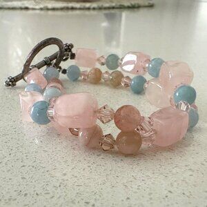 Artisan Stone Bracelet Pink and Blue